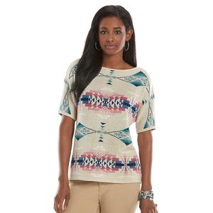 Chaps Petite Tribal Dolman Sweater Size P L/G